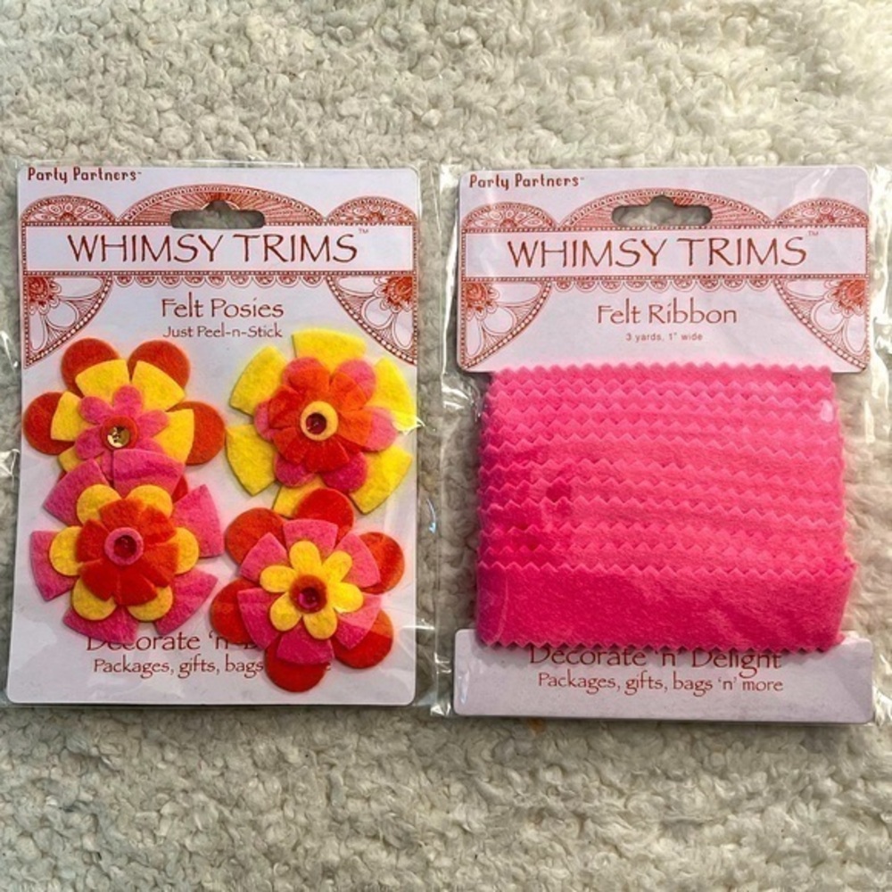 Party Partners "Whimsey Trims Felt Ric-Rac Ribbon + Felt Posies